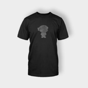 A black t - shirt with a silhouette of a woman.
