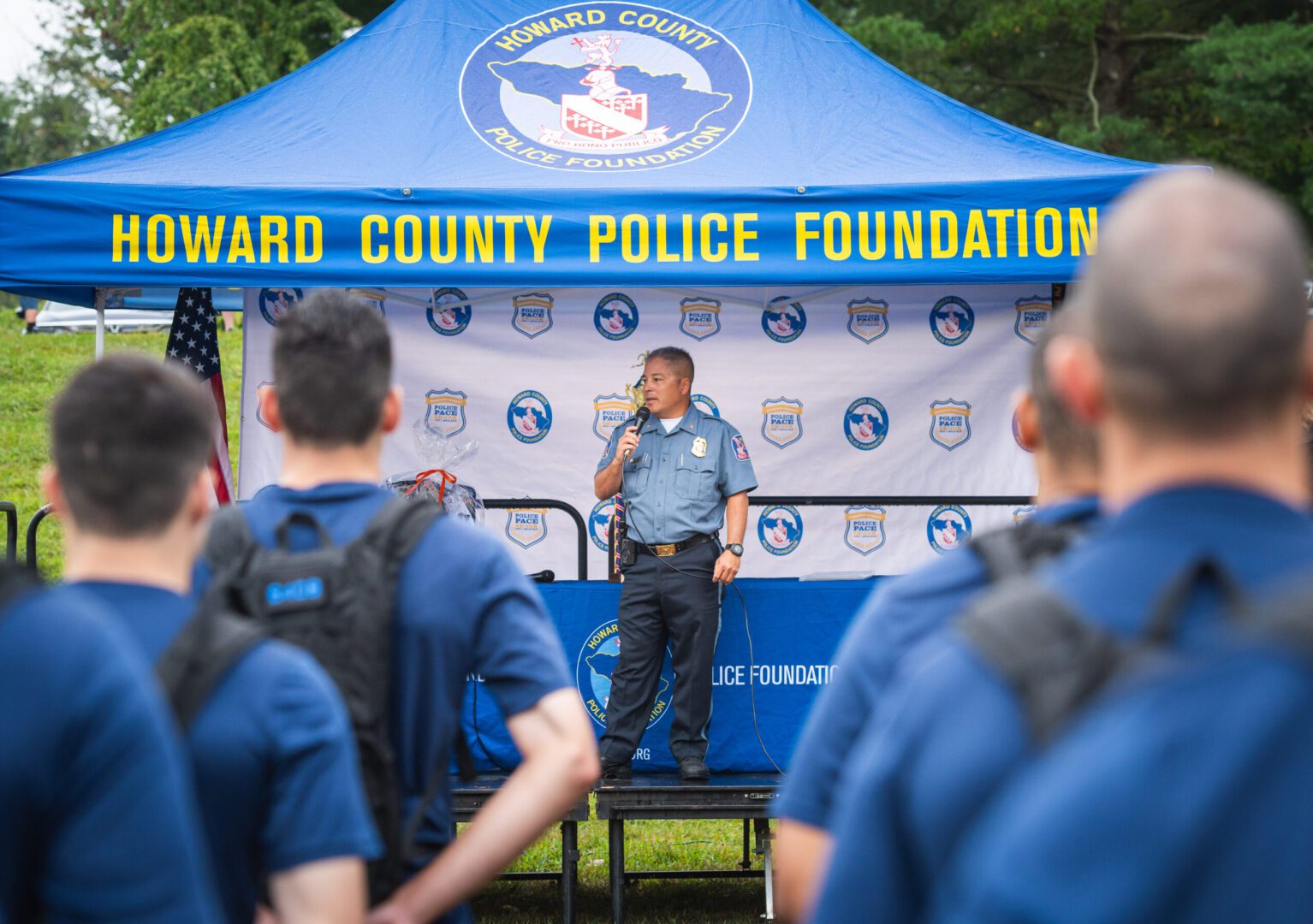 A group of people participating in the Police Pace 5K.