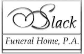 Slack funeral home logo showcasing its sponsorship for Police Pace 2021 event.