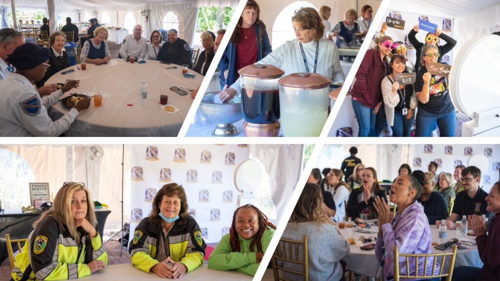 People engaging in various group activities indoors.