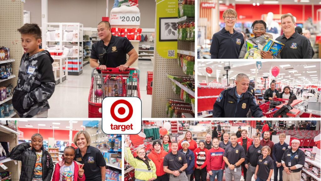 Target employees and customers inside a Target store.